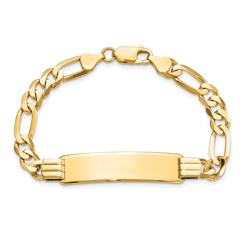 14k Yellow Gold Men's 7mm Figaro Link ID Bracelet 8in