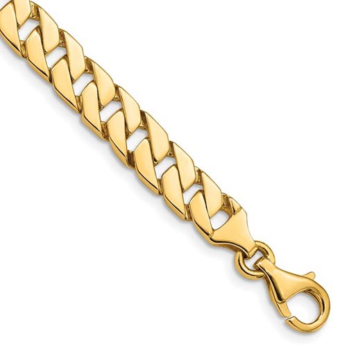14k Yellow Gold Ladies' 7.5mm Square Curb Link Bracelet 7in