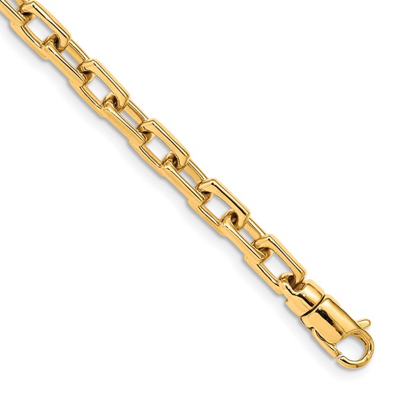 14k Yellow Gold Men's 8in Hand Polished Long Cable Link Bracelet 5mm