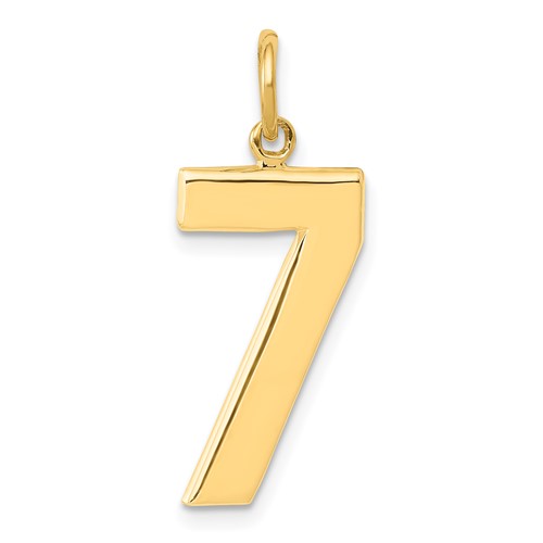14k Yellow Gold Number 7 Pendant with Polished Finish 3/4in