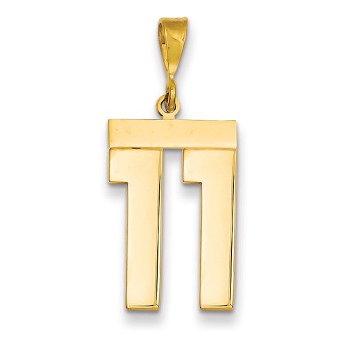 14k Yellow Gold Number 11 Pendant with Polished Finish 3/4in LP11