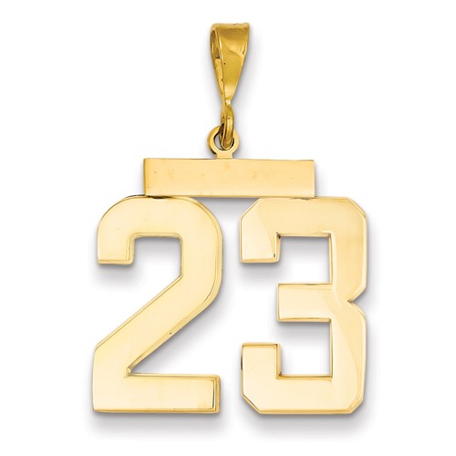 14k Yellow Gold Number 23 Pendant with Polished Finish 3/4in