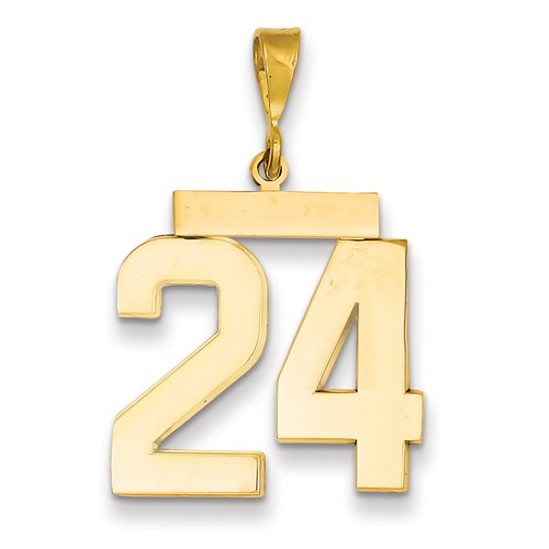 14k Yellow Gold Number 24 Pendant with Polished Finish 3/4in