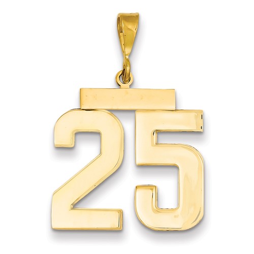 14k Yellow Gold Number 25 Pendant with Polished Finish 3/4in