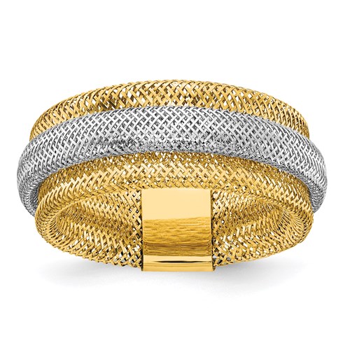 14k Two-tone Gold Stretch Mesh Ring