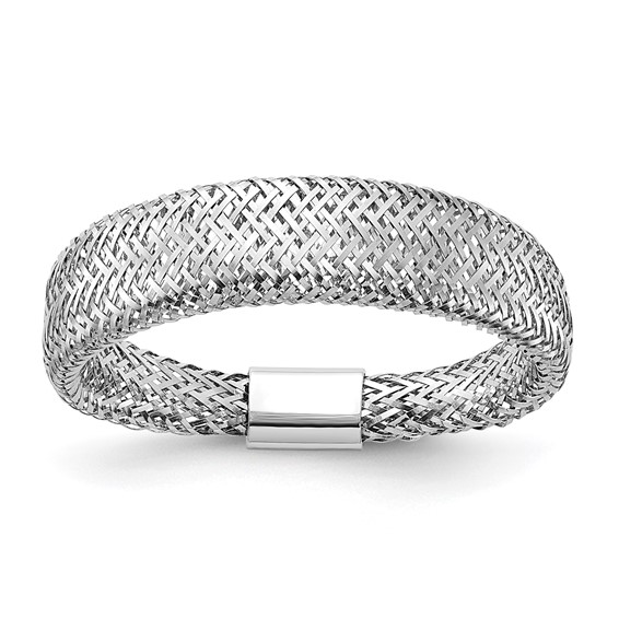 14k White Gold Tapered Mesh Stretch Ring