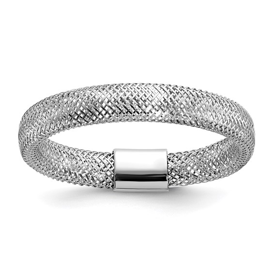 14k White Gold Slender Mesh Stretch Ring