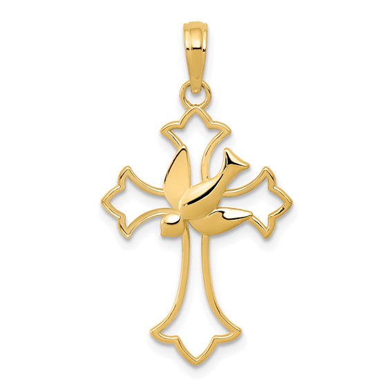 14kt Yellow Gold 15/16in Dove Cross