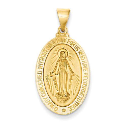 14k Yellow Gold 1in Hollow Miraculous Medal