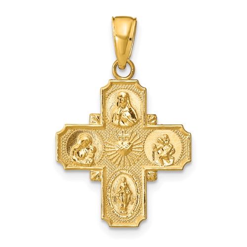 14k Yellow Gold 3/4in 4-Way Medal Pendant