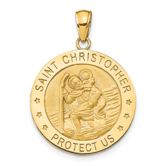 14kt Yellow Gold 7/8in Round St Christopher Medal