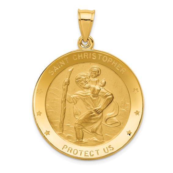 14kt Yellow Gold 1 1/8in Saint Christopher Medal