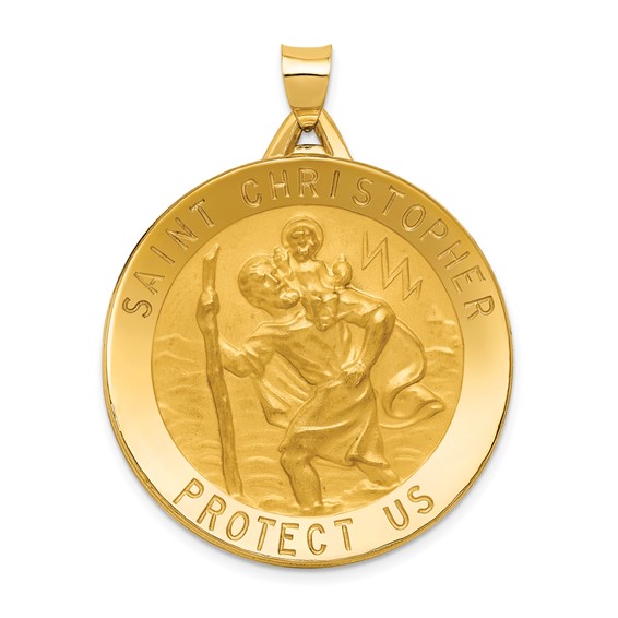 14kt Yellow Gold 1 1/4in Saint Christopher Medal