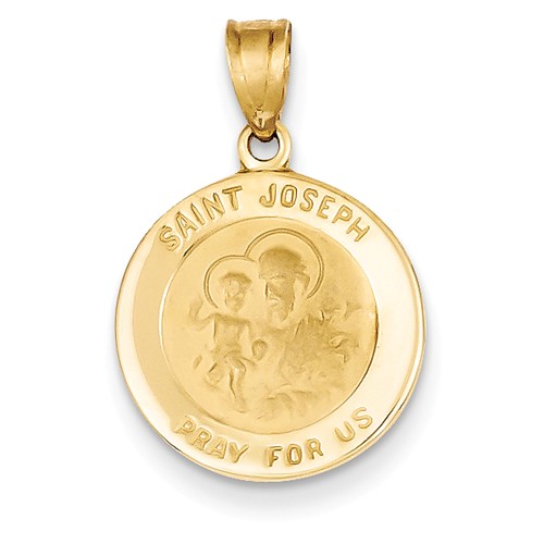 14kt Yellow Gold 5/8in Round St. Joseph Medal