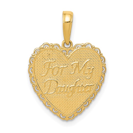 14k Yellow Gold Reversible For My Daughter Pride and Joy Heart Pendant