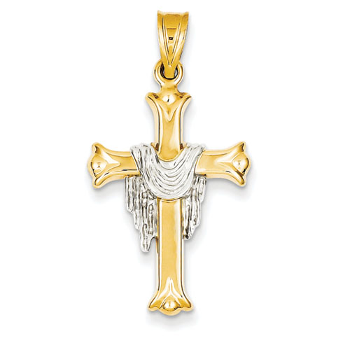 14kt Two-tone Gold 1in Draped Cross