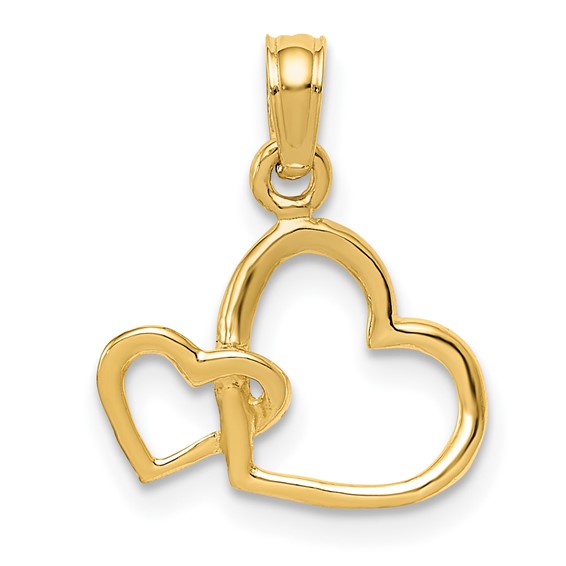 14kt Yellow Gold 1/2in Double Heart Charm