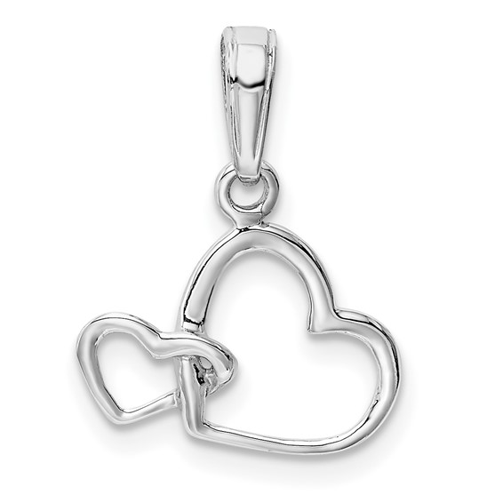 14kt White Gold 1/2in Double Heart Charm