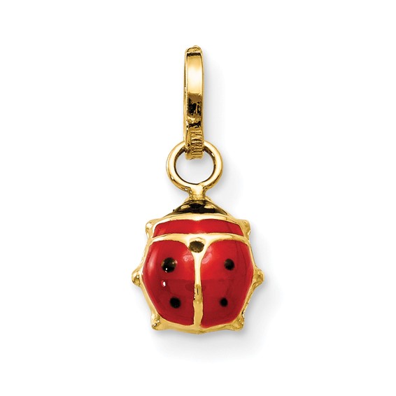 14kt Yellow Gold 1/4in Enameled Ladybug Charm
