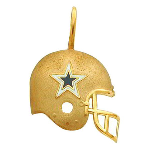 Dallas Cowboys 3/4in 14k Yellow Gold Helmet Enamel Pendant