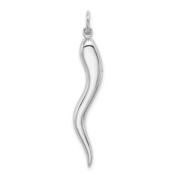 14kt White Gold 1 3/8in Solid Italian Horn Pendant