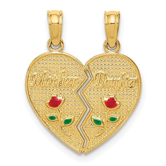 14kt Yellow Gold Enameled Mother Daughter Pendant