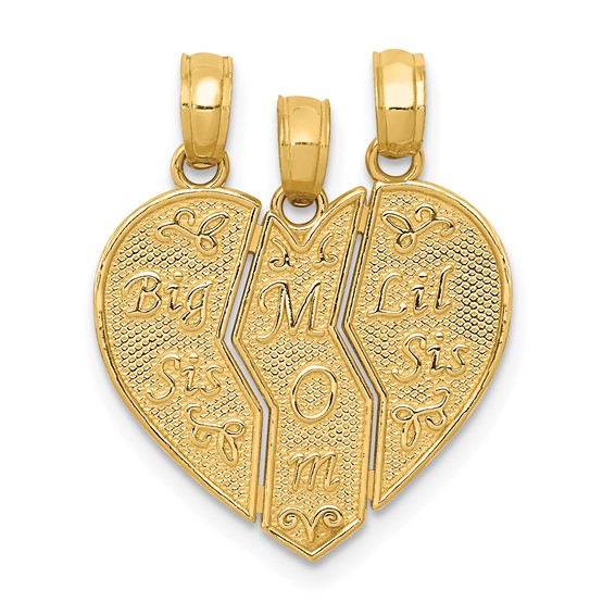 14kt Yellow Gold Break Apart Big Sis Mom Lil Sis Charm