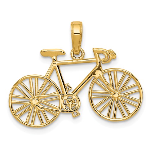 14k Yellow Gold Ten Speed Bicyle Pendant