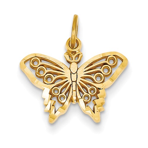 14kt Yellow Gold Diamond-cut Butterfly Charm 1/2in