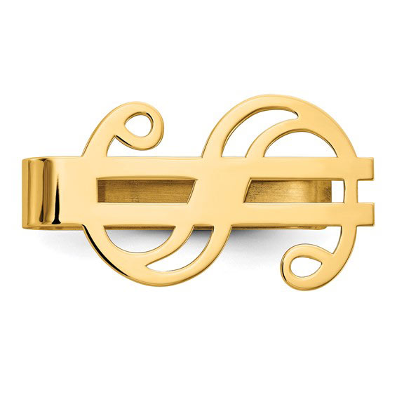 14k Yellow Gold Dollar Sign Polished Money Clip
