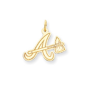 Atlanta Braves 3/4in Logo Pendant - 14kt Yellow Gold