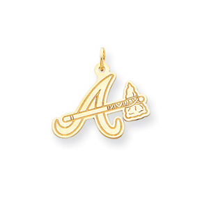Atlanta Braves 5/8in Logo Pendant - 14kt Yellow Gold