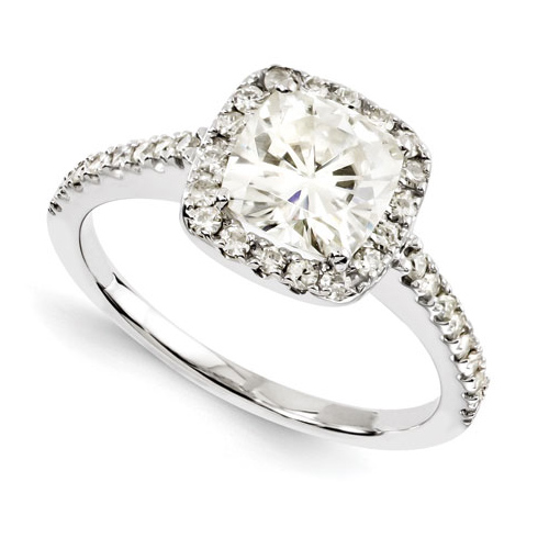 1 3/4 CT TW Forever Brilliant Moissanite Cushion Cut Ring