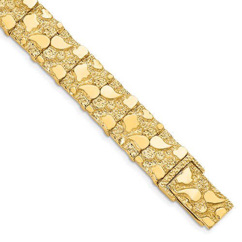 14k Yellow Gold Ladies' 7in Gold Nugget Bracelet 1/2in Wide