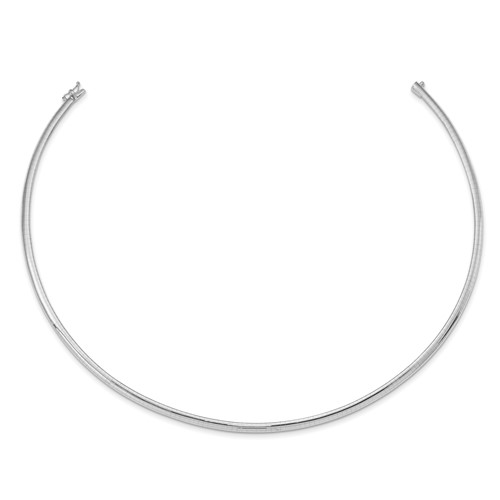 14k White Gold 16in Domed Omega Necklace 4mm