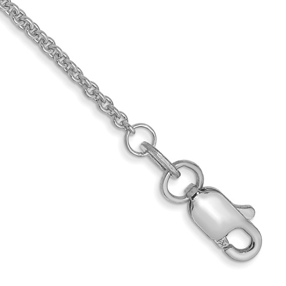 14kt White Gold 9in Cable Link Anklet 1.5mm