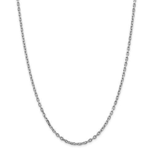 14k White Gold 18in Diamond-cut Cable Chain 3mm