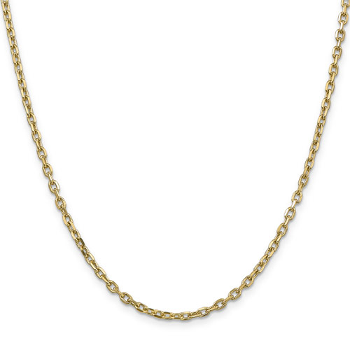 14k Yellow Gold 18in Diamond-cut Cable Chain 3mm