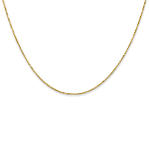 14k Yellow Gold 10in Round Wheat Chain Anklet 1mm