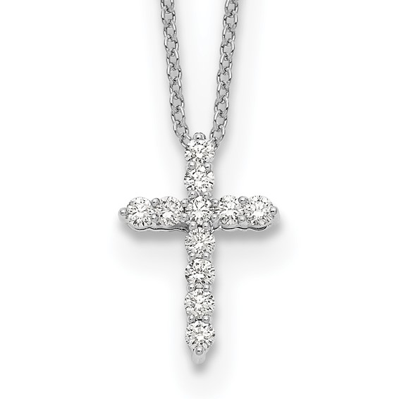 14k White Gold 1/4 ct tw Lab Grown Diamond Cross Necklace