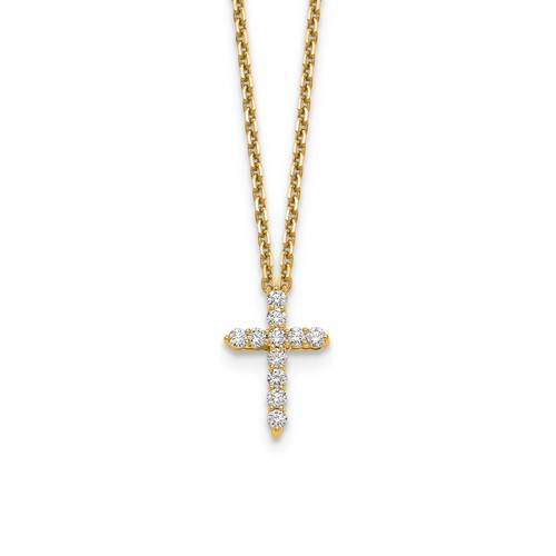 14k Yellow Gold 1/4 ct tw Diamond Cross Necklace