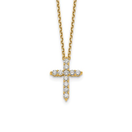 14k Yellow Gold 1/2 ct tw Diamond Cross Necklace