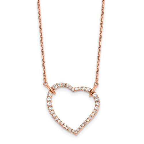 14k Rose Gold 2/3 ct True Origin Lab Grown Diamond Heart Necklace