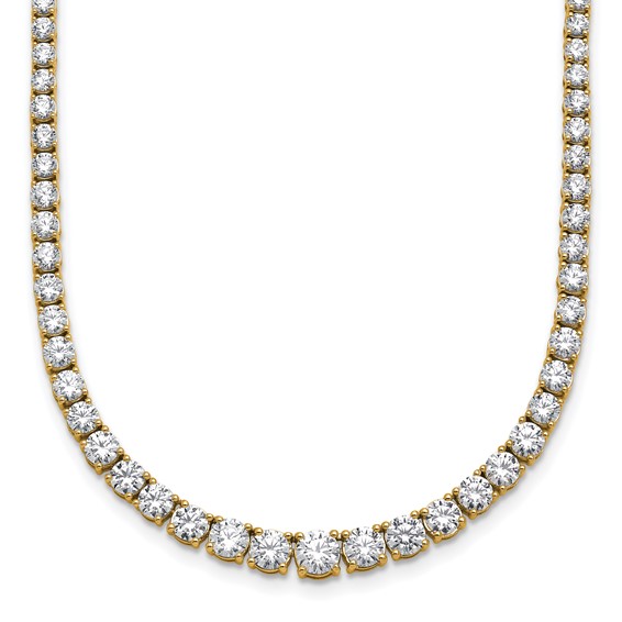 14k Yellow Gold 9.8 ct tw Lab Grown Round Diamond Riviere Graduated Necklace