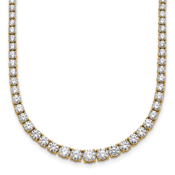 14k Yellow Gold 9.8 ct tw Lab Grown Round Diamond Riviere Graduated Necklace