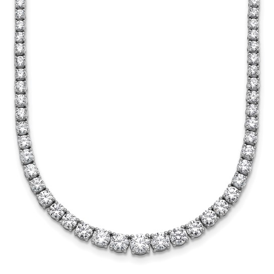 14k White Gold 9.8 ct tw Lab Grown Round Diamond Graduated Riviere Necklace