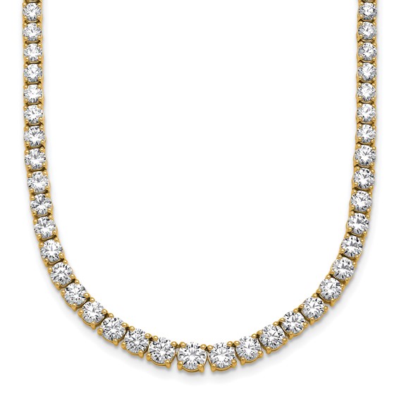 14k Yellow Gold 14.5 ct tw Lab Grown Round Diamond Riviere Graduated Necklace