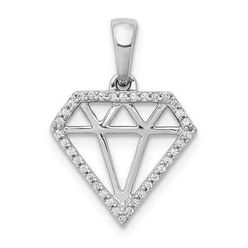 14k White Gold 1/10 ct Diamond Diamond Shape Pendant