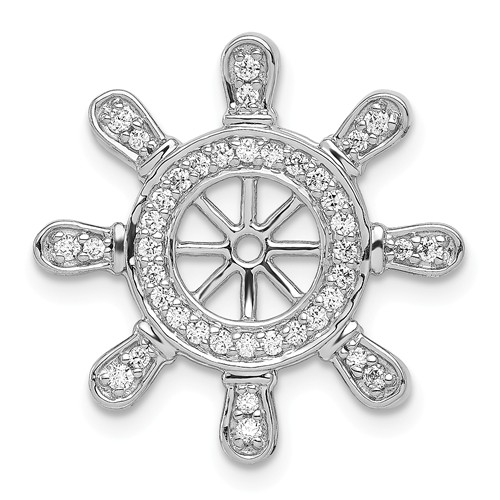 14k White Gold 1/4 ct Diamond Ship's Wheel Pendant