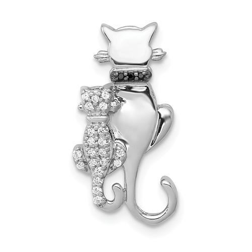 14k White Gold 1/15 ct Diamond Cat Pendant